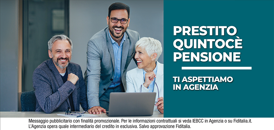 Agenzia A&C Finance Srl Fiditalia | Napoli, Giugliano in Campania | Cessione del Quinto Quintocè - Un consulente dedicato per i progetti di dipendenti e pensionati. Messaggio pubblicitario con finalità promozionale. Per le informazioni contrattuali si veda IEBCC in Agenzia o su Fiditalia. it. L’Agenzia opera quale intermediario del credito in esclusiva. Salvo approvazione Fiditalia.